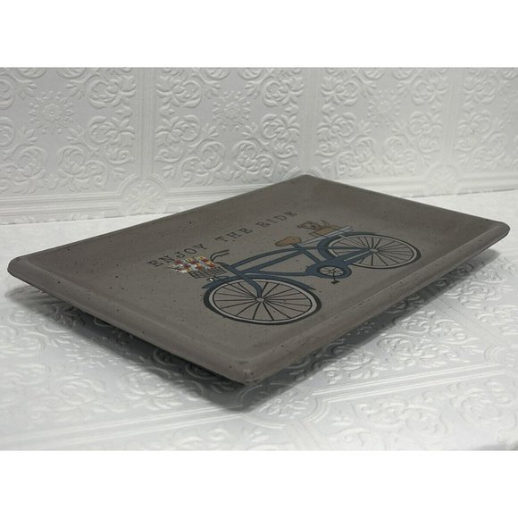 Vintage Donna White Bicycle ‘enjoy the ride’ coin and key wooden tray, rustic - Picture 6 of 10